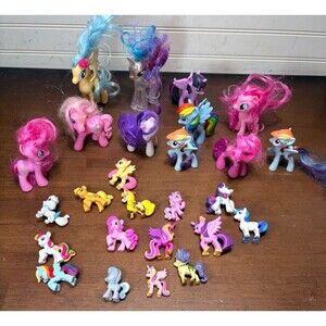 My Little Pony Lot Of 26 Mixed Generations Toy Doll Ponies As Is - Hair Rehab